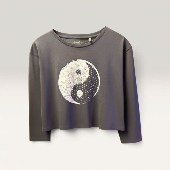 Jessica Simpson Other - NWT Jessica Simpson Girls M 8/10 Yin-Yang Cropped Long Sleeve Tee Shirt